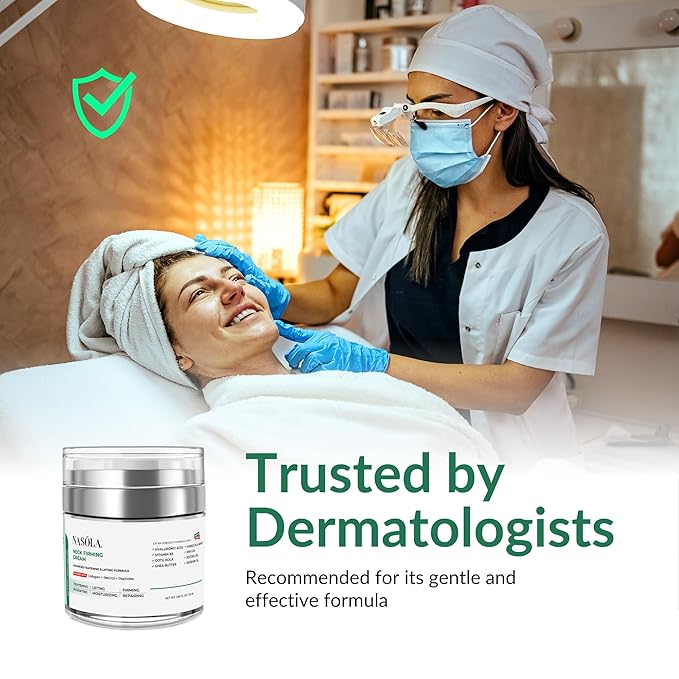 Nasola Neck Firming Cream with Retinol Collagen & Hyaluronic Acid Lifting - Turkey, Saggy Neck Tightener, Skin Tightening Cream, Anti Aging Moisturizer for Décolleté, 1.85 Fl Oz
