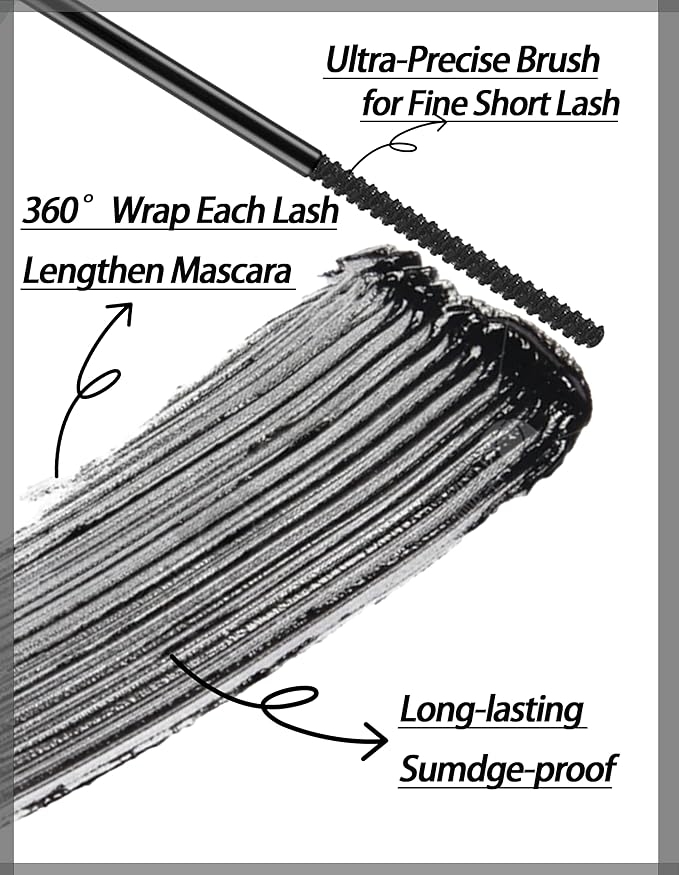 Brown Mascara for Fine Short Lash & Older Women & Mulit-layered Lashes, Ultimate Length Volumizing Lower Bottom Lashes Mascara, Ultra-Precise Slim Adjustable Brush to Any Angle, Smudge-proof