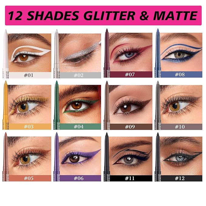 Reddish Brown Cream Shimmer Eyeliner Pencil Waterproof Retractable Brown Gel Eyeliner Smudge-proof Hypoallergenic Makeup (05#)
