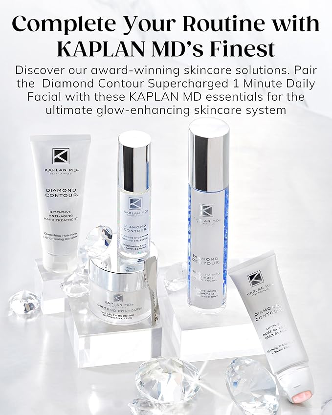 KAPLAN MD Diamond Contour Supercharged 1 Minute Daily Facial - Anti-Aging Serum for Face with Exfoliating Crushed Diamonds & Fruit Enzymes - Radiant & Smooth Skin for Women of All Ages - 1.35 fl oz