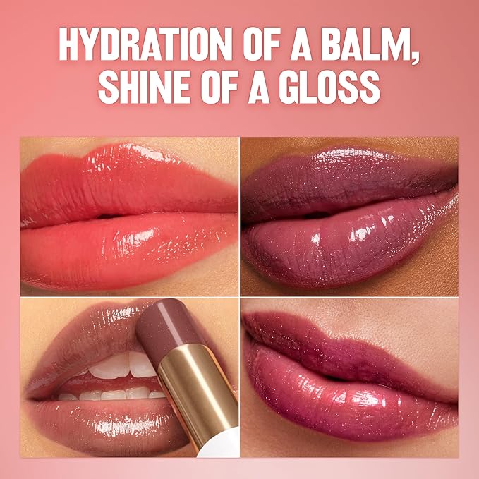 REVLON Super Lustrous Glass Shine Balm, Hydrating Tinted Lipstick, Sheer, Glossy Shiny Finish, 010 Spiced Wine, 0.11 oz