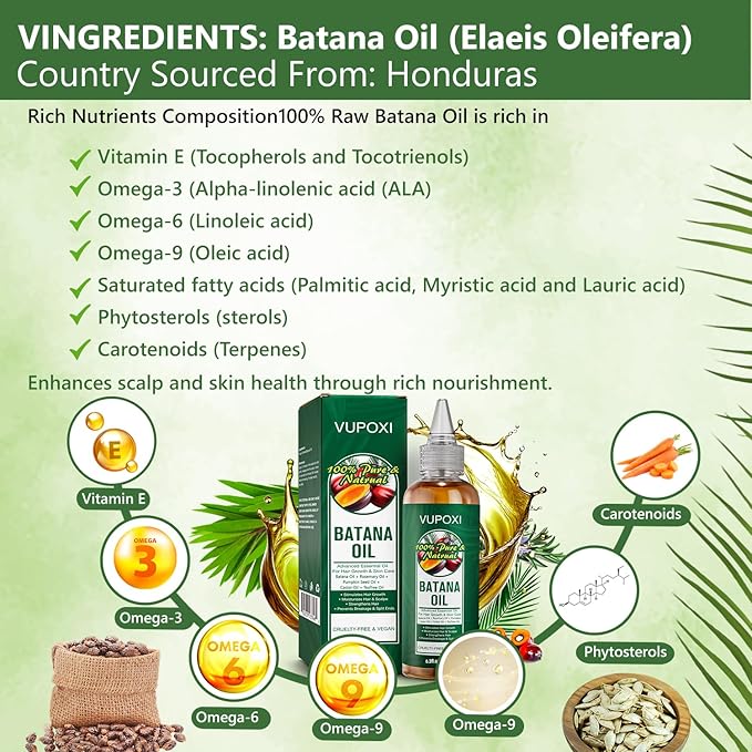5-in-1 Batana Oil for Hair Growth | Liquid Blend with Rosemary, Pumpkin, Tea Tree, Castor Oil - 180mL (6.3 fl.oz)