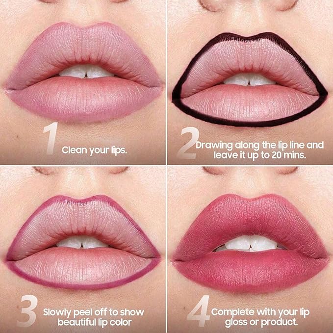 Lip Stain Peel Off - Waterproof Lip Liner, Long Lasting Transfer Proof & Smudge-Proof Lip Liner Stain Moisturizing Easy to Use Natural Lip Color (Coral)