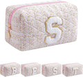 JOVAKIT Makeup Bag Cosmetic Bags for Women, Christmas Gifts for Girls Age 6-18, Alphabet Pink Floral Coquette Zipper Travel Makeup Pouch, Organizer Case Trendy Stuff (Pink Floral S)