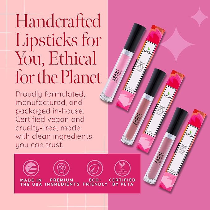 Aromi Matte Liquid Lipstick | Long-Lasting, Burnt Orange Lip Color, Pumpkin Spice, Nutmeg, Vegan, Cruelty-Free, Waterproof, Fall Makeup (Terra Cotta)