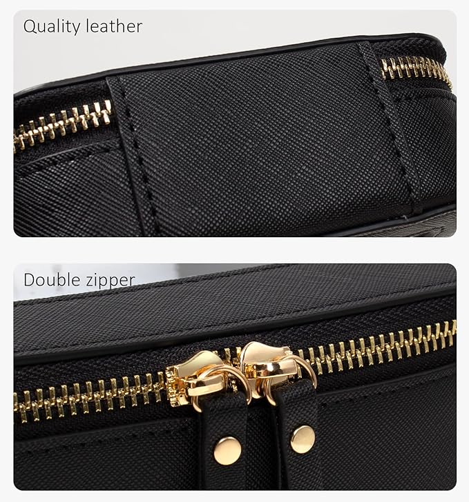 LETGO Clear Makeup Bags Set - TSA Approved Toiletry Bag with Handle Large Opening, Clear Toiletry Bags Case Pouch for Traveling Travel Car Orangizer Storage Essentials (Mini+Large Black)