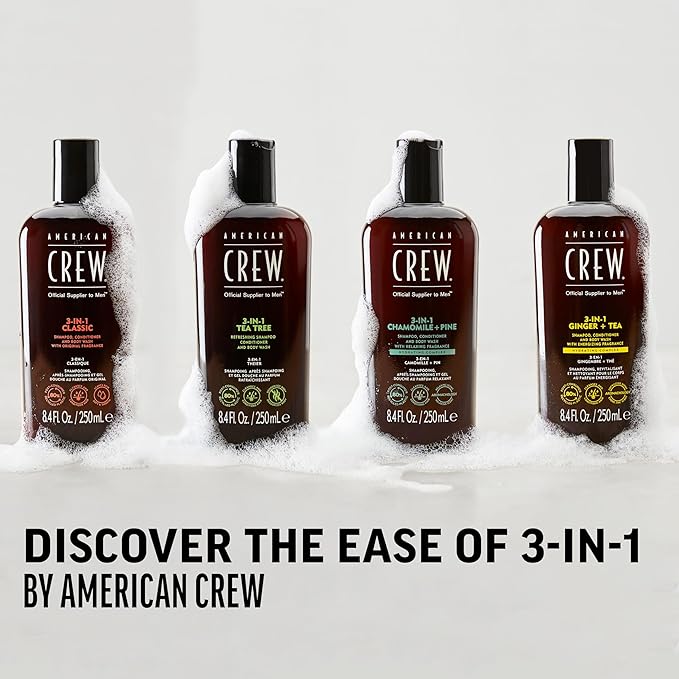 American Crew Shampoo, Conditioner & Body Wash for Men, 3-in-1, Gift for Men, Tea Tree Scent, 15.2 Fl Oz