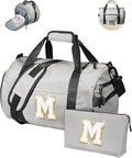 Gifts for Grandkids, Girls Travel Duffle Bag, Kids Initial Overnight Bags with Shoe Compartment, Monogram Weekender Bag with Makeup Pouch, Holiday Gift for Teen Girl (Letter M)