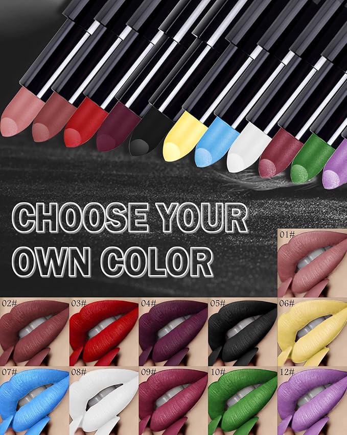 White Lipstick,Long Lasting Lipsticks, Hydrating Matte Velvet Lip Stick,Intense Lip Color Non Stick Waterproof&Smudge Proof Lipstick,Facial Beauty Lipsticks Make up for Halloween Party,Stage Makeup-08