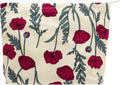 PAZIMIIK Floral Makeup Bag Large Cotton Zipper Pouch for Purse Travel Canvas Make Up Organizer for Women Cosmetic,Poppy Beige