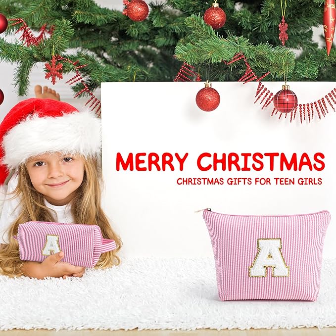 YOOLIFE Birthday Gift for Girls Makeup Bag Cosmetic Bag Teacher Gifts for 3 4 5 6 7 8 9 10 11 12 13 Year Old Girls Pink J