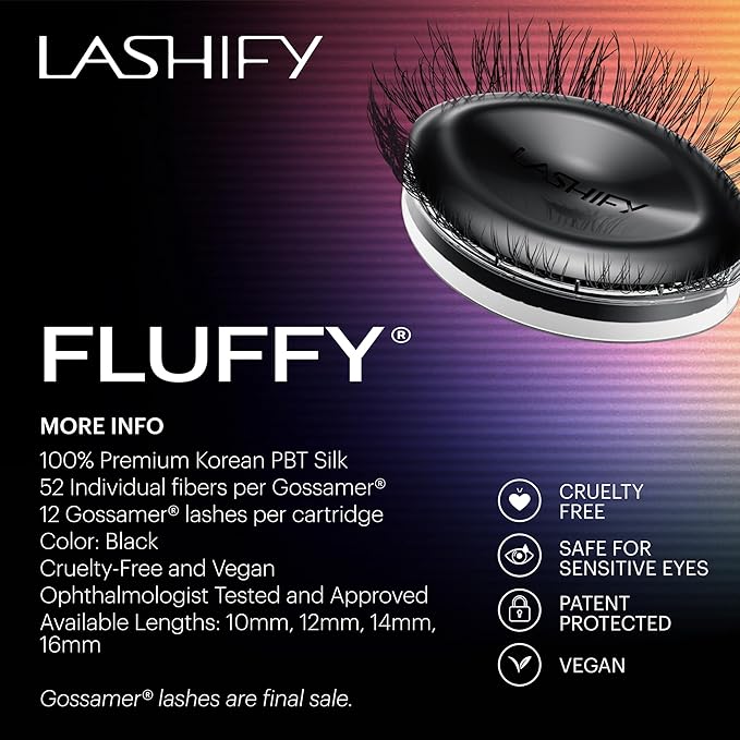 Lashify Fluffy 16mm Gossamer DIY Eyelash Extensions Refill, Truffle Color, Easy False Lashes To Add Fullness and Dimension