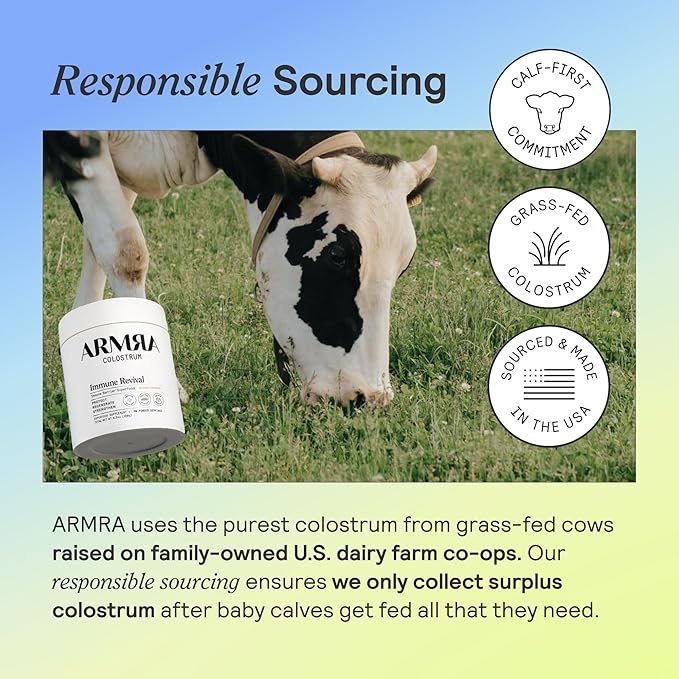 ARMRA Colostrum™ Powder | Blood Orange | Gut Health & Bloating | Skin & Hair | Immunity | Keto, Gluten & Fat-Free | 90 Servings