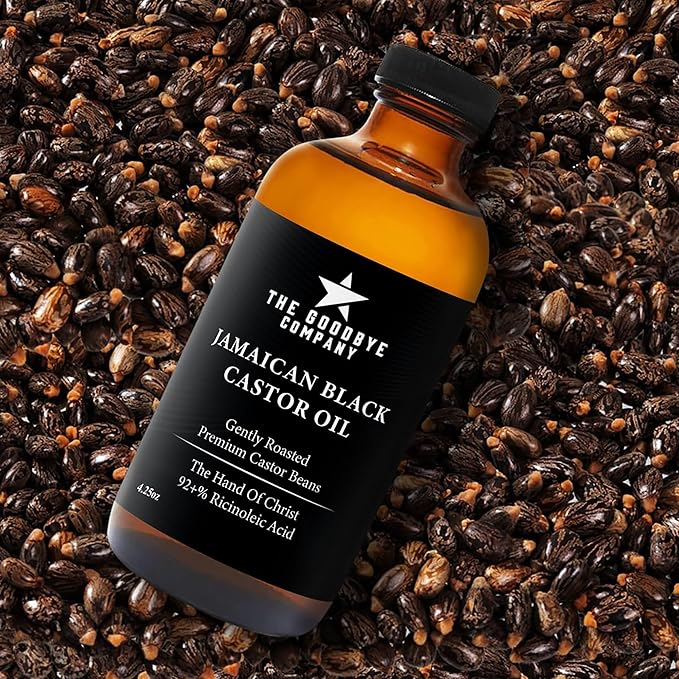 The Goodbye Company Black Castor Oil – (120mL / 4.25oz) – Cold-Pressed & Unrefined – 100% Pure & Hexane-Free – Glass Bottle – Nourishing Oil for Eyebrow, Eyelash & Hair Growth