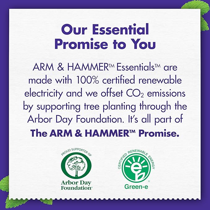 ARM & HAMMER Essentials Fluoride-Free Toothpaste Whiten + Activated Charcoal-12 Pack of 4.3oz Tubes, Clean Mint- 100% Natural Baking Soda