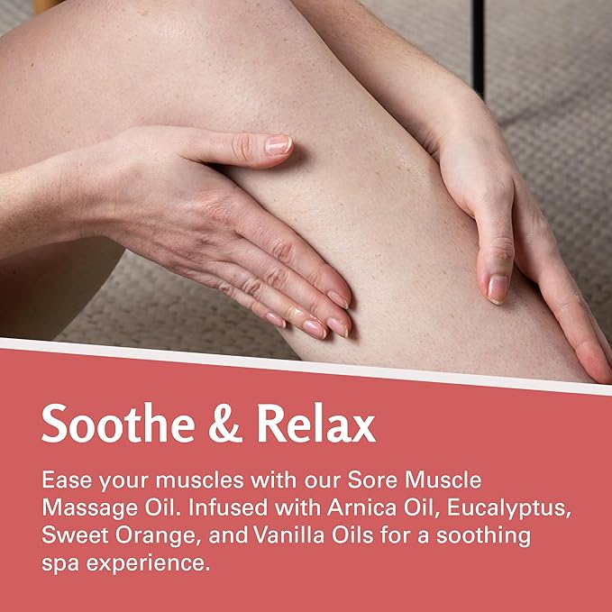 Arnica Sore Muscle Massage Oil for Massage Therapy - with Collagen Stem Cells Arnica and Menthol - Multipurpose Instant Absorption Full Body Massage Oil by M3 Naturals (Pack of 2)
