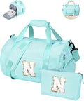 Granddaughter Gift from Grandmom, Girls Travel Duffle Bag, Kids Initial Overnight Bags with Shoe Compartment, Personalized Weekend Bag with Cosmetic Pouch, Birthday Gift for Her (Letter N)