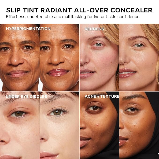 Saie Slip Tint Radiant Cream Concealer & All-Over Face Makeup - Concealer for Dark Circles, Redness & Blemishes - Lightweight Makeup Made with Hydrating Hyaluronic Acid - Shade 1 (0.17 oz)