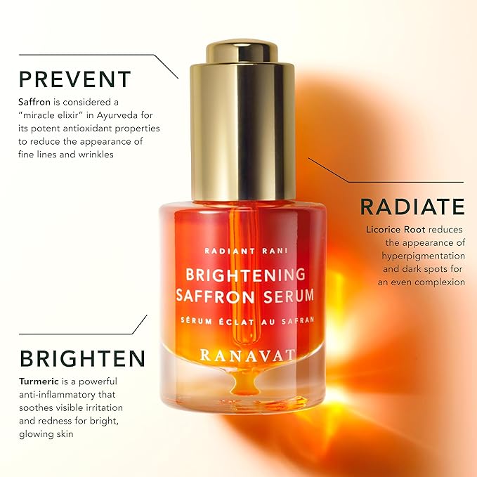RANAVAT Radiant Rani - Brightening Saffron Serum & Retinol Eye Creme Duo - Diminish Hyperpigmentation and Increase Radiance with Facial Serum (2 Piece)