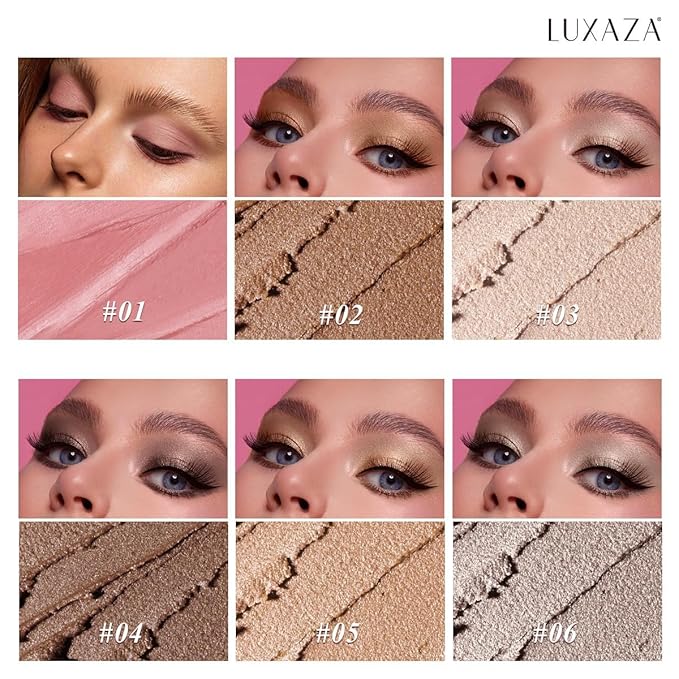 Neutral Eyeshadow Stick Makeup 6PCS Set, Brown Nude Metallic Shimmer Matte Cream Eye Shadow Palette Eyeliner Brightener Pencil Crayon, Halloween Makeup - BROWN CANYON