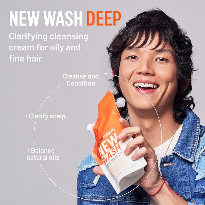 Hairstory New Wash Deep Clean Refill, Clarifying Cleansing Cream for Oily & Fine Hair, Detergent Free Shampoo & Conditioner Alternative, 8oz