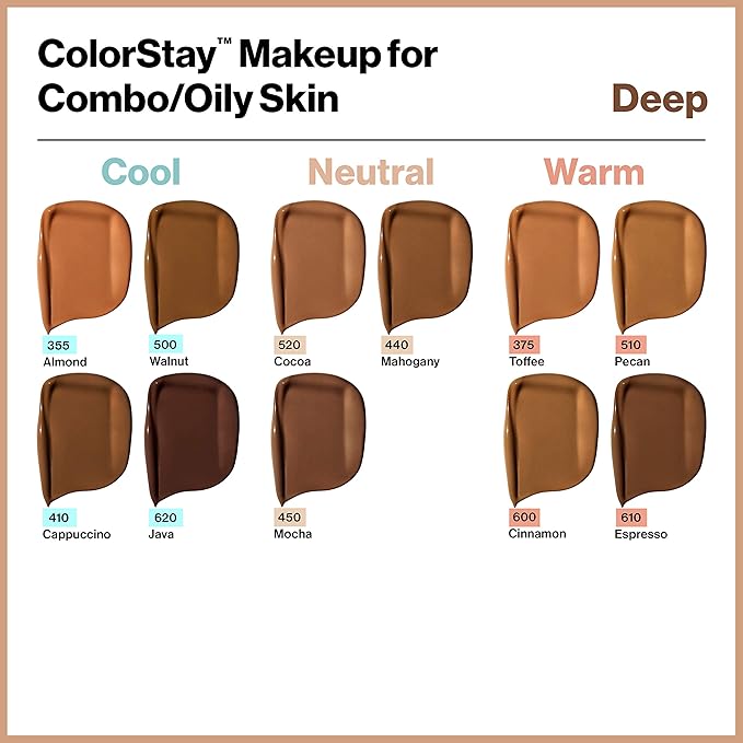 Revlon Liquid Foundation, ColorStay Face Makeup for Combination & Oily Skin, SPF 15, Medium-Full Coverage with Matte Finish, 380 Rich Ginger, 1 fl oz