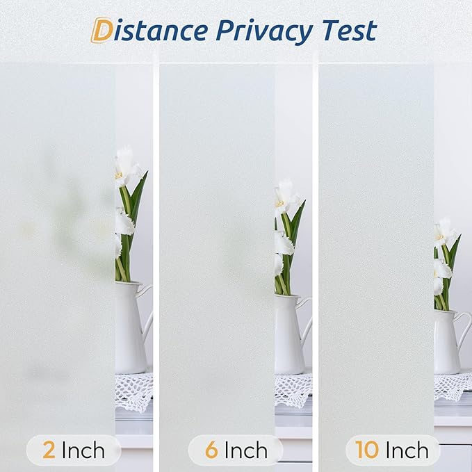rabbitgoo Window Privacy Film, Frosted Glass Window Clings, Static Cling UV Heat Blocking Door Stickers for Home Bathroom, Removable Indoor Decal Coverings Day and Night, Pure, 17.5 x 118.1 Inches