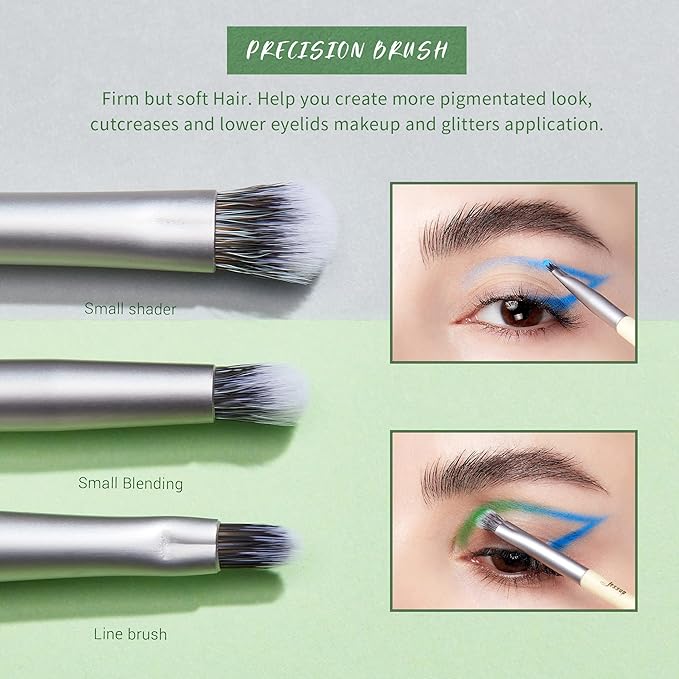 Jessup Eyeshadow Brush Set 8pcs Eye Makeup Brushes Premium Cruelty-Free Eyeshadow Blending Concealer Eyebrow Eyeliner Spoolie Brush Kit T328
