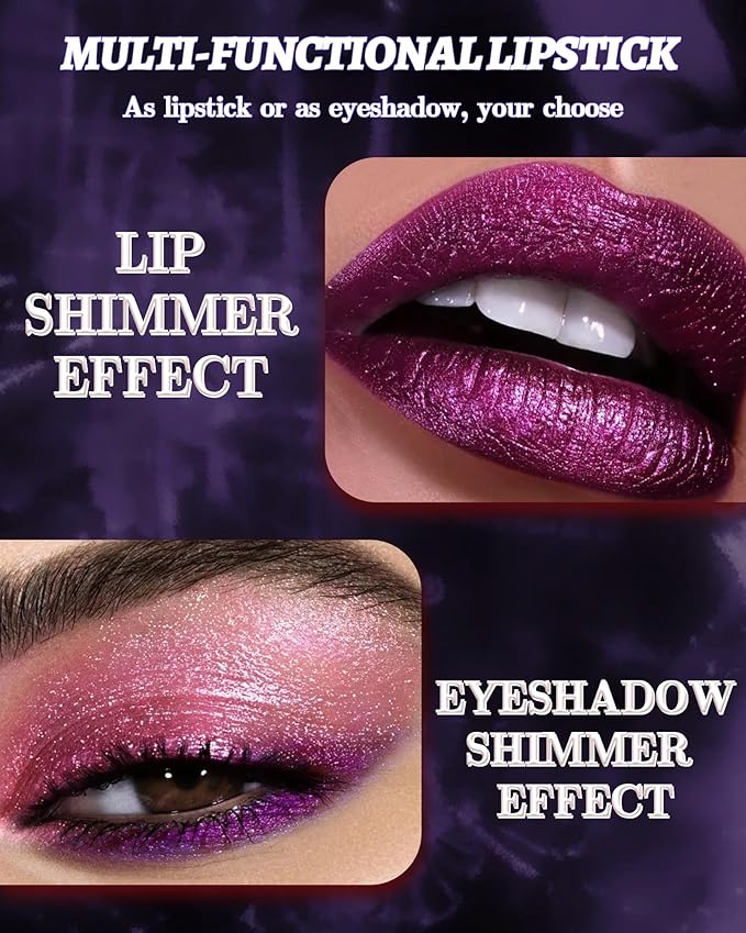 Glitter Metallic Shimmer Lipstick, Hot Pink Lipstick Long Lasting, Diamond High Pigmented Shiny Metallic Lip Stick, Non-sticky Sparkly Lipsticks for Women Christmas Makeup-06 Hot Pink