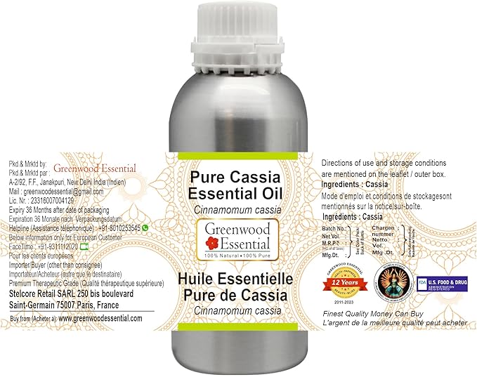 Greenwood Essential Pure Cassia Essential Oil (Cinnamomum Cassia) Steam Distilled 1250ml (42.2 oz)