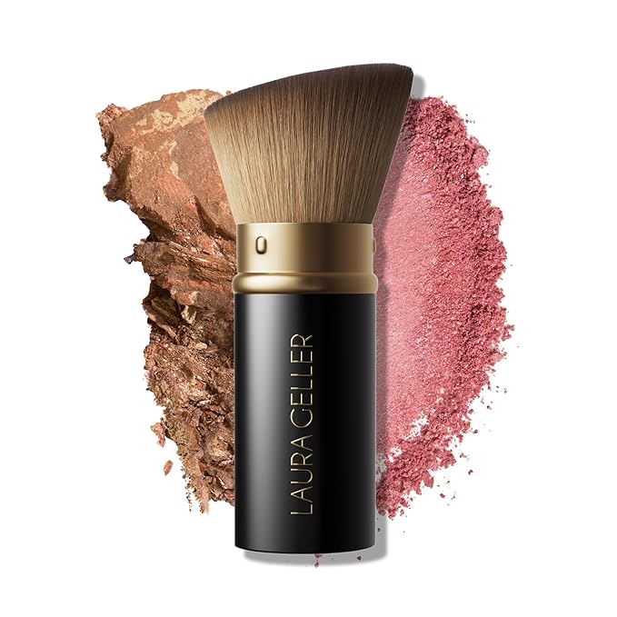 LAURA GELLER NEW YORK Retractable Black Kabuki Brush for Liquid, Cream and Powder Face Makeup With Aluminum Handle