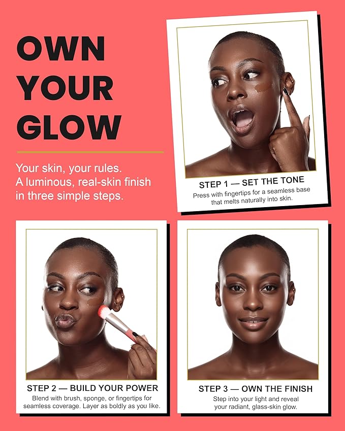 Konfident Glow Skin Tint – Amber Ambition Hydrating Oil-Free Glass-Skin Foundation, Buildable Light-to-Medium Coverage, 30 ml – Inclusive Clean Makeup for Radiant Confidence