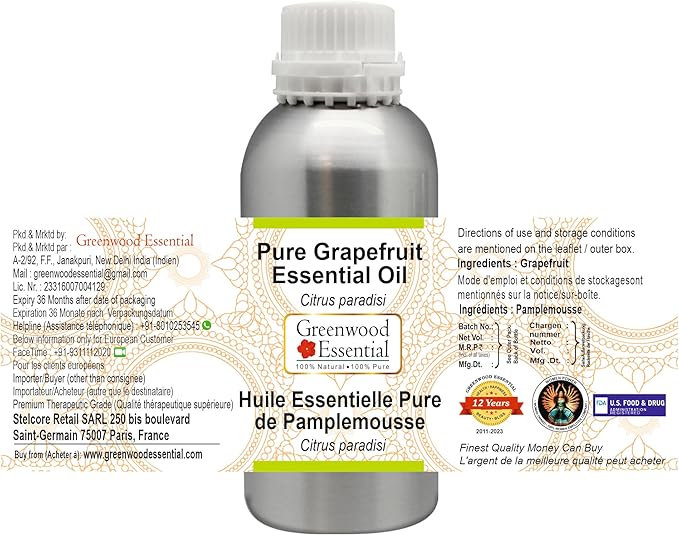 Greenwood Essential Pure Grapefruit Essential Oil (Citrus paradisi) Steam Distilled 1250ml (42.2 oz)