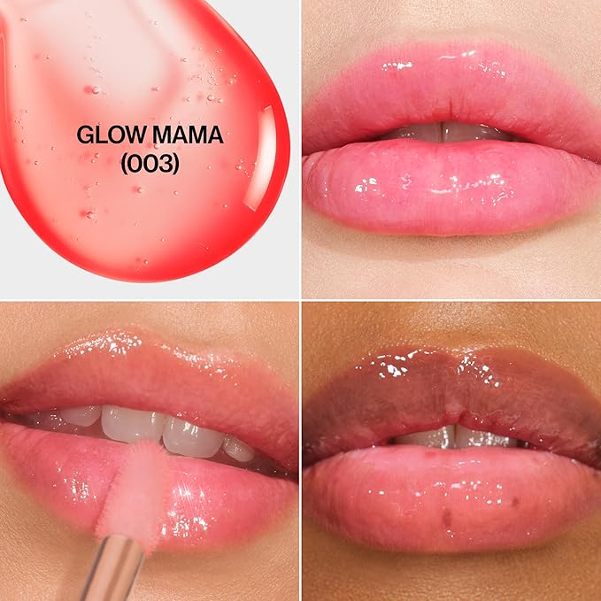 REVLON Super Lustrous Glimmer Lip Oil, Moisturizing & Tinted, Shiny Finish, Made with Plant-Based Squalane, 003 Glow Mama, 0.13 fl oz