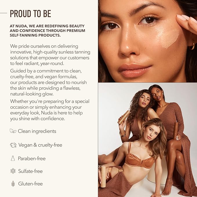 NUDA Body Shimmer | Illuminating Body Glitter to Enhance Tan | Vegan Shimmer Lotion for Women with Aloe Vera, Avocado Oil, & Vitamin E | Vanilla-Scented, Non-Staining Liquid Highlighter, (75 mL)