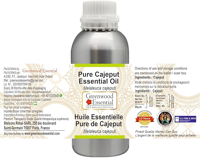 Greenwood Essential Pure Cajeput Essential Oil (Melaleuca cajeputi) Steam Distilled 1250ml (42.2 oz)