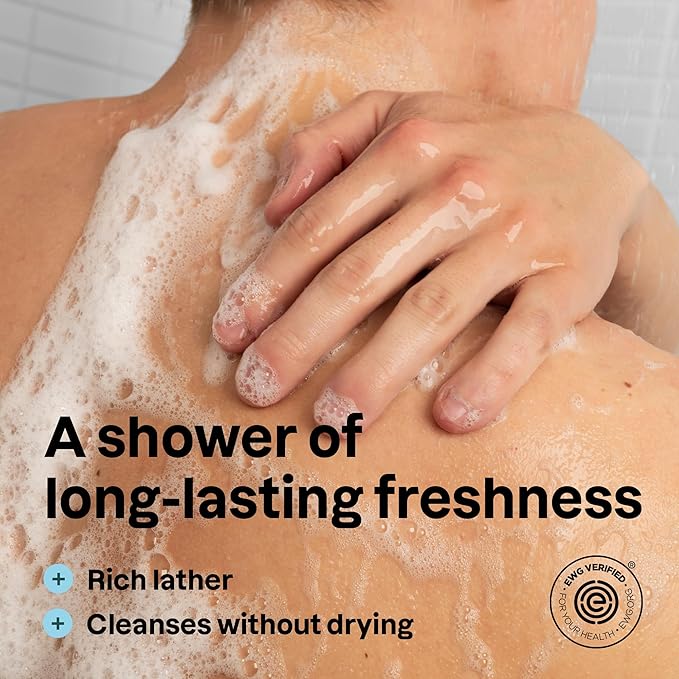 ATTITUDE Shower Gel Body Wash for Men, 98% Natural Origin Ingredients, Paraben & Phthalate Free, EWG Verified, Cleanses Without Drying, Eucalyptus & Sage,14 Fl Oz