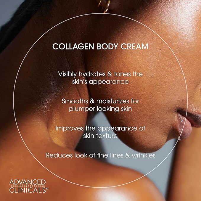 Advanced Clinicals Unscented Collagen Body Cream & Face Moisturizer + Green Coffee Bean Oil Thermo - Firming Body Cream For Women & Men Helps Reduce Appearance Of Cellulite Prone Skin & Dry Skin, 2pc
