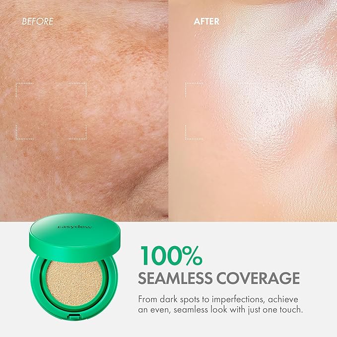 Easydew Mela B Toning Ampoule Cushion - 2-in-1 Korean Skin Care & Face Beauty Makeup - Age-Defying Full Coverage Cushion Foundation with Niacinamide & Hyaluron-Vital C 0.45 oz (#19 Sand)