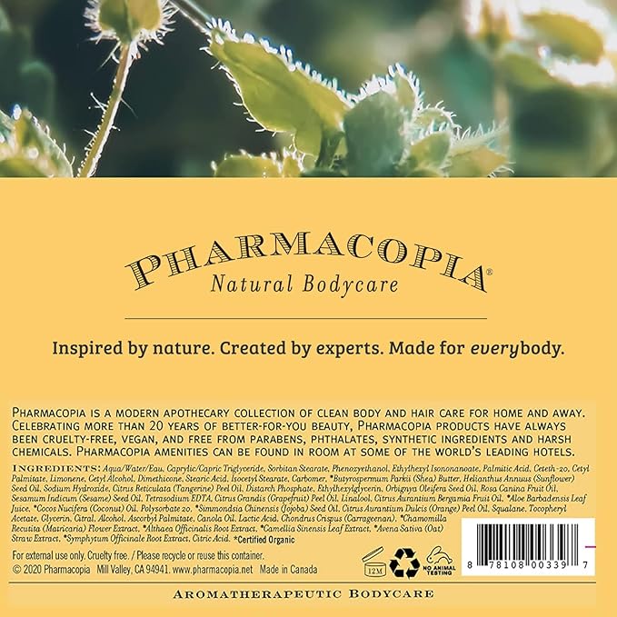 Pharmacopia Citrus Conditioner - Natural Scalp Moisturizer, Vegan & Cruelty-Free Hair Care with Shea Butter, Aloe Vera, Jojoba Oil, and Olive Leaf Extract for Dry Hair Treatment and Detangling, 16 oz