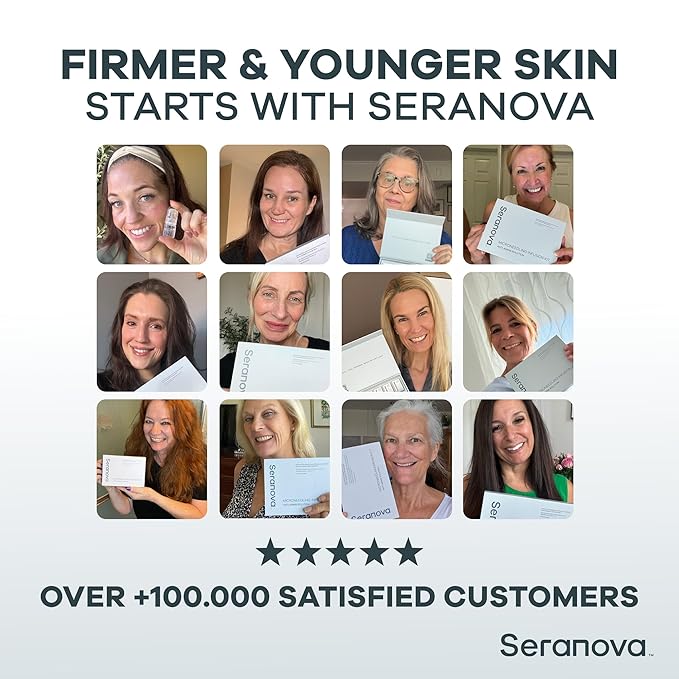 Seranova Micro Infusion System for Face & Neck 0.05mm Stamp with Hyaluronic Acid & Collagen Peptide Serum for Firmer Smoother-Looking Skin, Easy 5-Minute At-Home Skin Care Application - 2 Month Supply