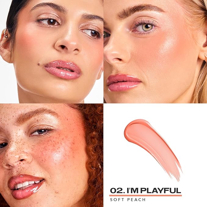 Sacheu Cheek STAY-N Liquid Blush for Cheeks — High Pigment, Buildable, Lightweight Cream Blush for Dewy & Radiant Flushed Cheeks — Long-lasting & Cruelty Free, I'm Playful