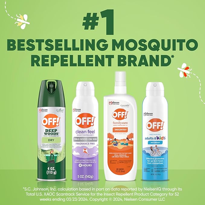 OFF! Deep Woods Insect Repellent Aerosol, Dry, Non-Greasy Formula, Bug Spray with Long Lasting Protection from Mosquitoes and Ticks, 4 Oz, 2 Count