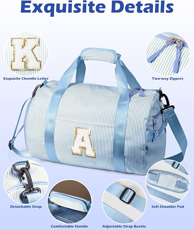 Birthday Gift for Daughter, Girls Travel Duffle Bag, Kids Initial Overnight Bags with Shoe Compartment, Customized Weekender Bag with Makeup Pouch, Trip Essentials (Letter R)