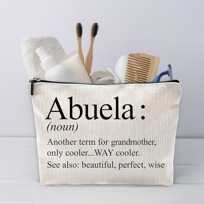 Sufamb Abuela Gifts Makeup Bag, Abuela Gifts for Mother's Day Birthday from Grandkids Cosmetic Bags, Best Grandma Gift Portable Small Toiletry Bag Zipper Makeup Pouch