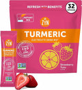 ZYN Electrolyte Drink Mix Hydration Packets, Strawberry Yuzu Electrolytes Powder, Hydration Packets w/Turmeric Curcumin, Vitamin C & D, Zinc, Hydrate & Recover Electrolyte Powder, Pack of 32