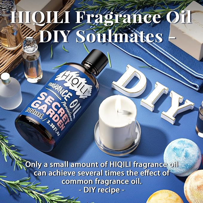 HIQILI Secret Garden Fragrance Oil 100ml for Diffuser Car Freshies, Clean Fresh Scent for Candle Making Soap Laundry 3.38 Fl Oz