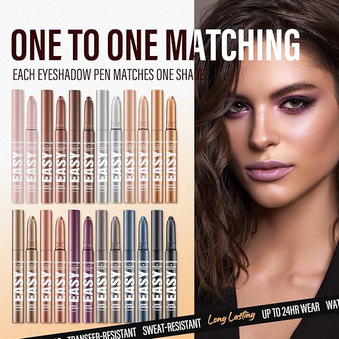 LANGMANNI Eyeshadow Stick,4 PCS Waterproof Multi-Color Eyeshadow Pen Set,Creamy Long-Lasting Eye Makeup Kit,Natural & Shimmer Shades Contour Stick,Gifts For Women (#5+8+12+18-4Colors)