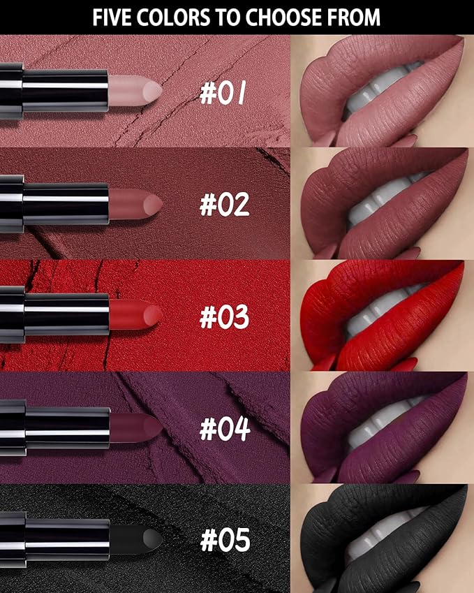 Red Lipstick Long Lasting for Women, Hydrating Matte Velvet Lip Gloss Nude Liquid Lipstick Nude Intense Lip Color Non Stick Smudge-Proof & Waterproof Lipgloss Bold Glow Goth Lip Stick Makeup-03