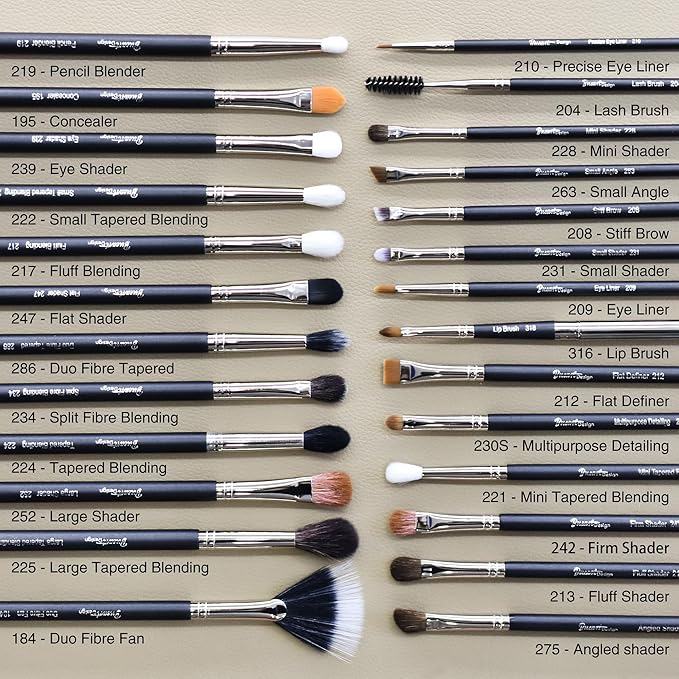 Makeup Artist MUST HAVES 42Pcs Makeup Brushes Set with Real Natural Goat Hair By BUEART DESIGN (42Pcs Matte Pearl Black)